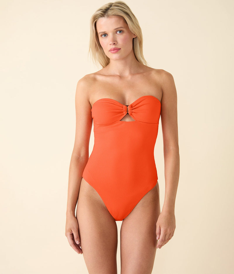 The Zoe One Piece - Eco Ribbed - Vermillion - Classic