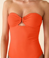 The Zoe One Piece - Eco Ribbed - Vermillion - Classic