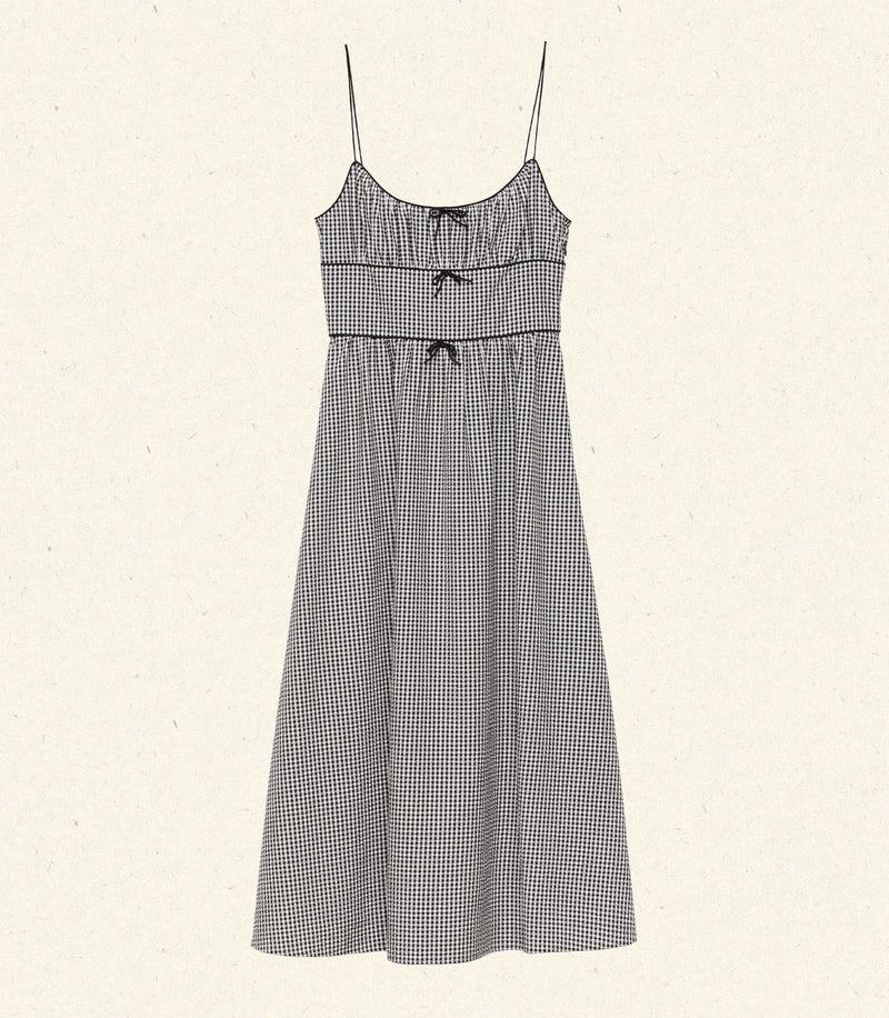 BELLINE DRESS -- NOIR LA MADDALENA GINGHAM