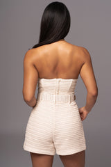 Beige Kelsie Belted Shorts