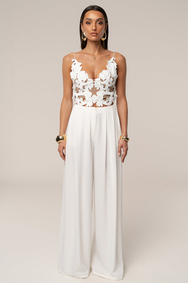 White Summer Ease Wide Leg Pants
